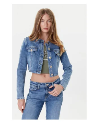 Jacheta crop din denim
