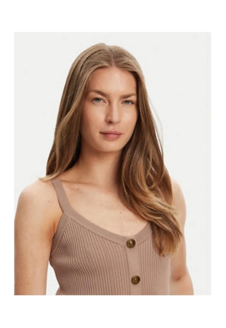 Top uni din tricot cu striatii si nasturi decorativi,