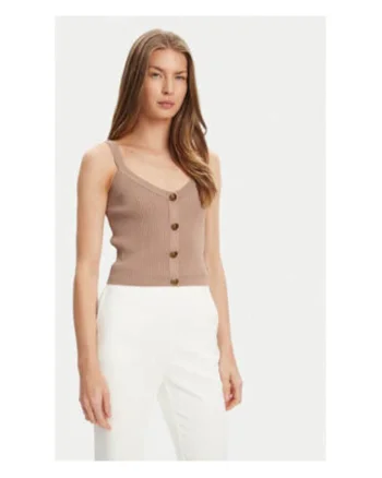 Top uni din tricot cu decolteu in V si nasturi decorativi
