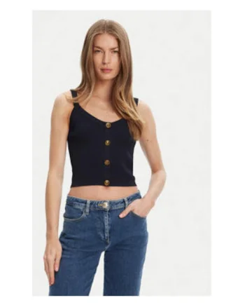 Top uni din tricot cu striatii si nasturi decorativi