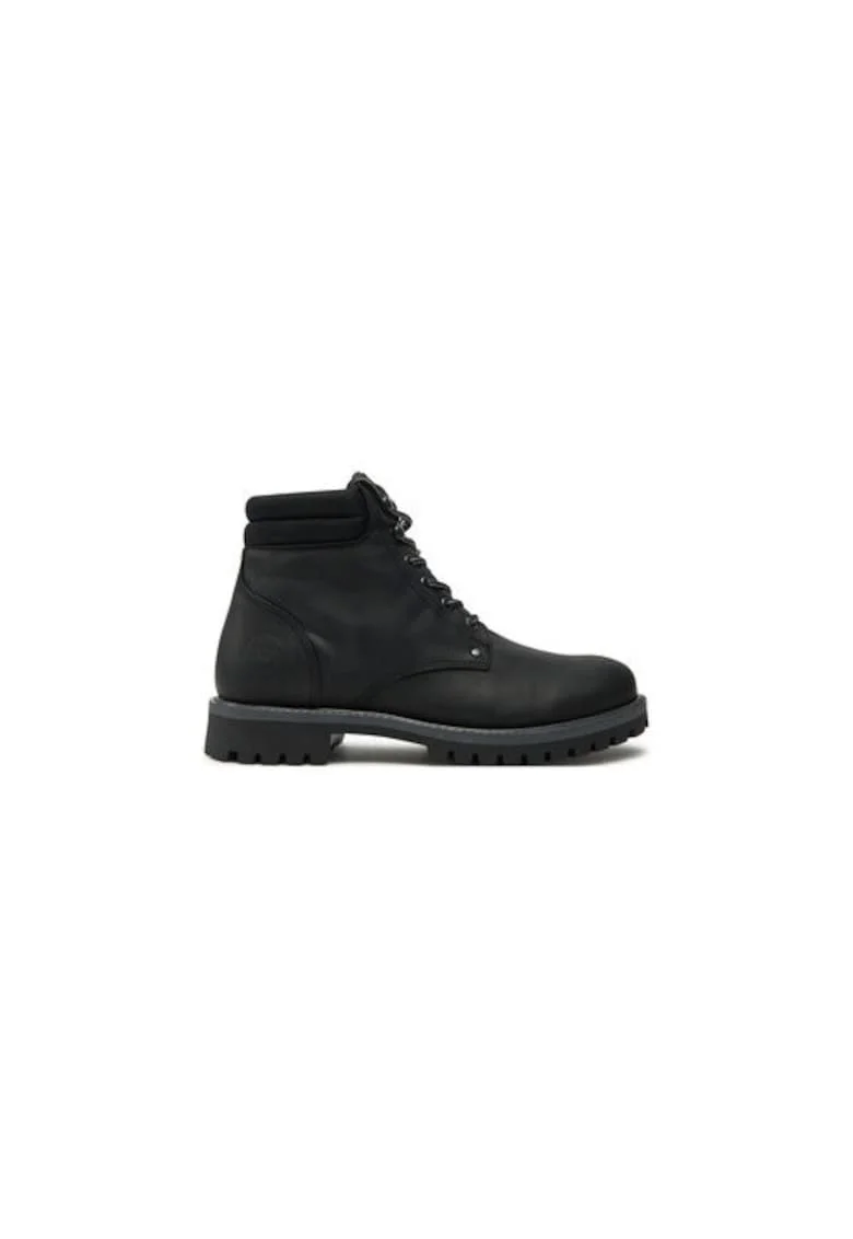 Bocanci de drumetie barbati Jack Jones, 12257999, Piele naturala, Negru, Negru