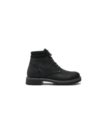 Bocanci de drumetie barbati Jack Jones, 12257999, Piele naturala, Negru, Negru