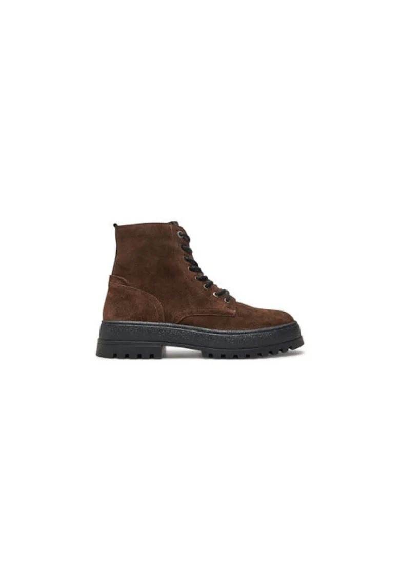 Bocanci de drumetie barbati  PMS50249, Piele naturala, Maro, Maro