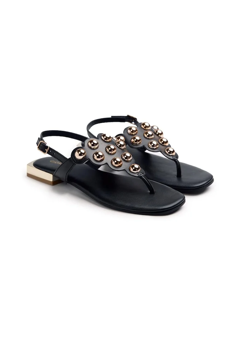 Sandale de piele cu tinte Kaduna, Negru