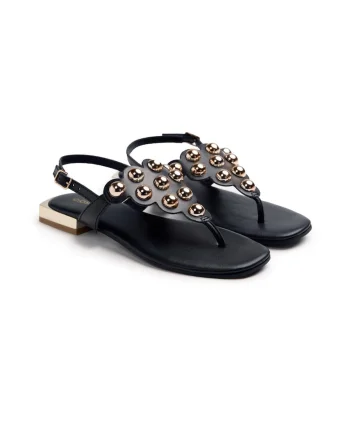 Sandale de piele cu tinte Kaduna, Negru