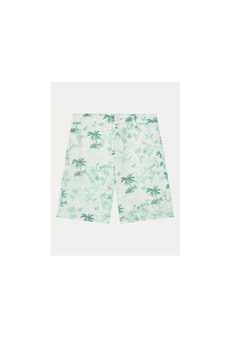 Pantaloni Scurti Din Amestec De In Cu Imprimeu Tropical,
