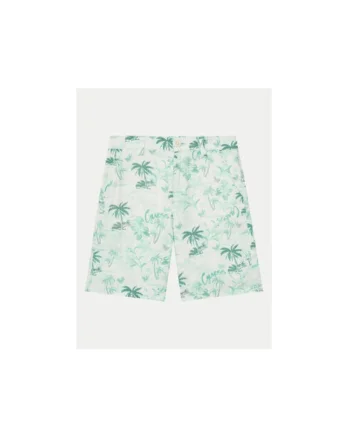Pantaloni Scurti Din Amestec De In Cu Imprimeu Tropical,