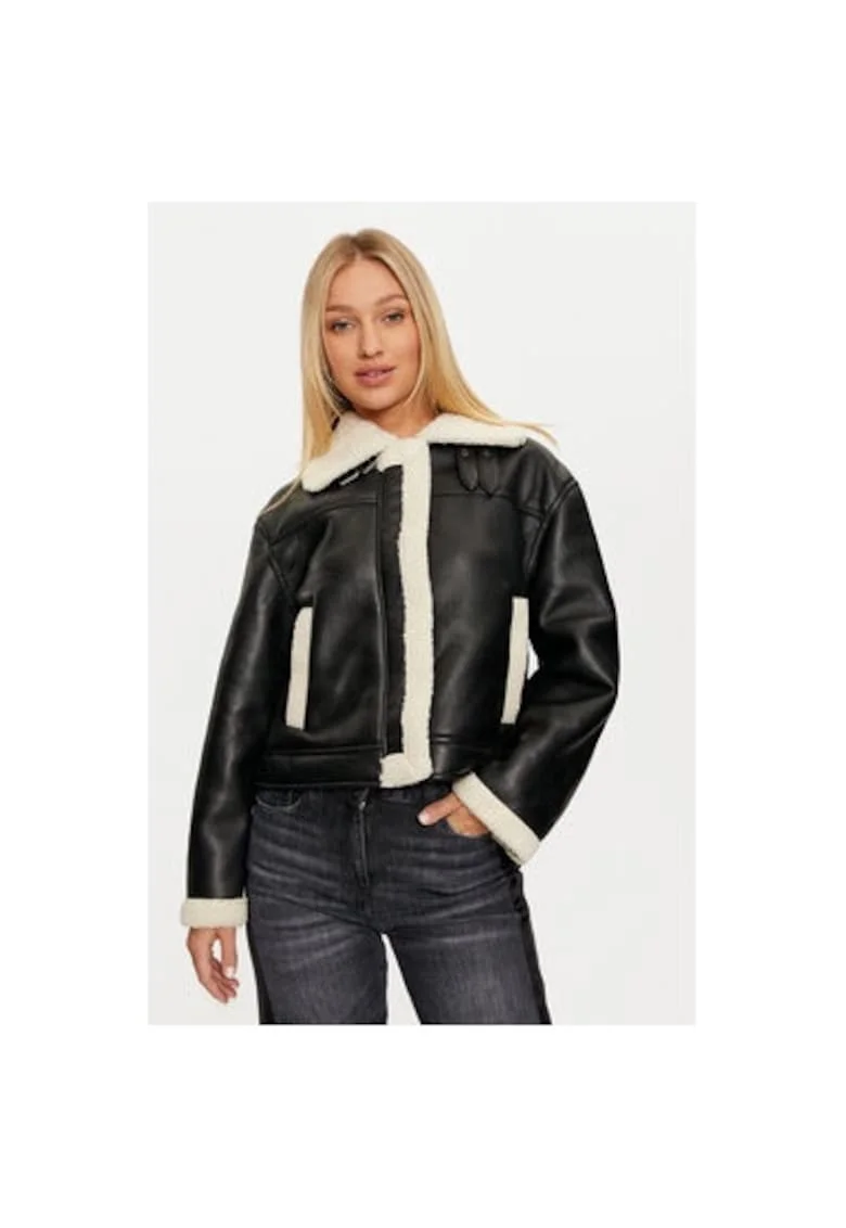 Geaca dama,  304502897, Piele ecologica, Negru, Negru