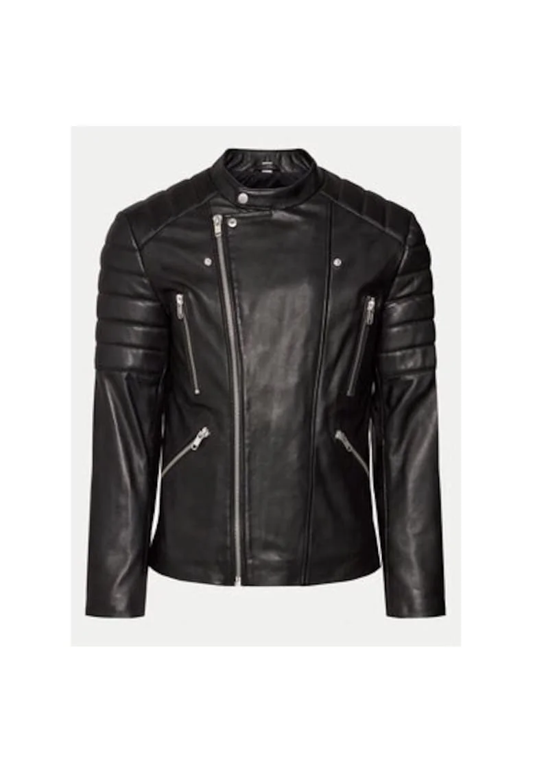 Geaca barbati,  Piele naturala, Negru, Negru