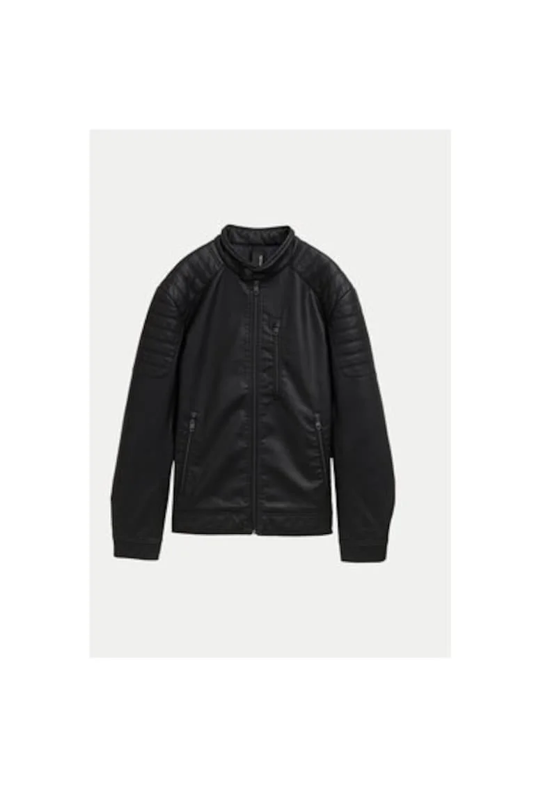 Geaca barbati,  304544910, Piele ecologica, Negru, Negru