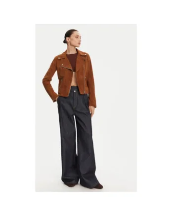 Geaca din piele dama  OXFORD VS, Piele intoarsa, Maro, Maro