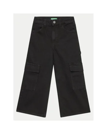Pantaloni fete,  304279959, Bumbac, Negru, Negru