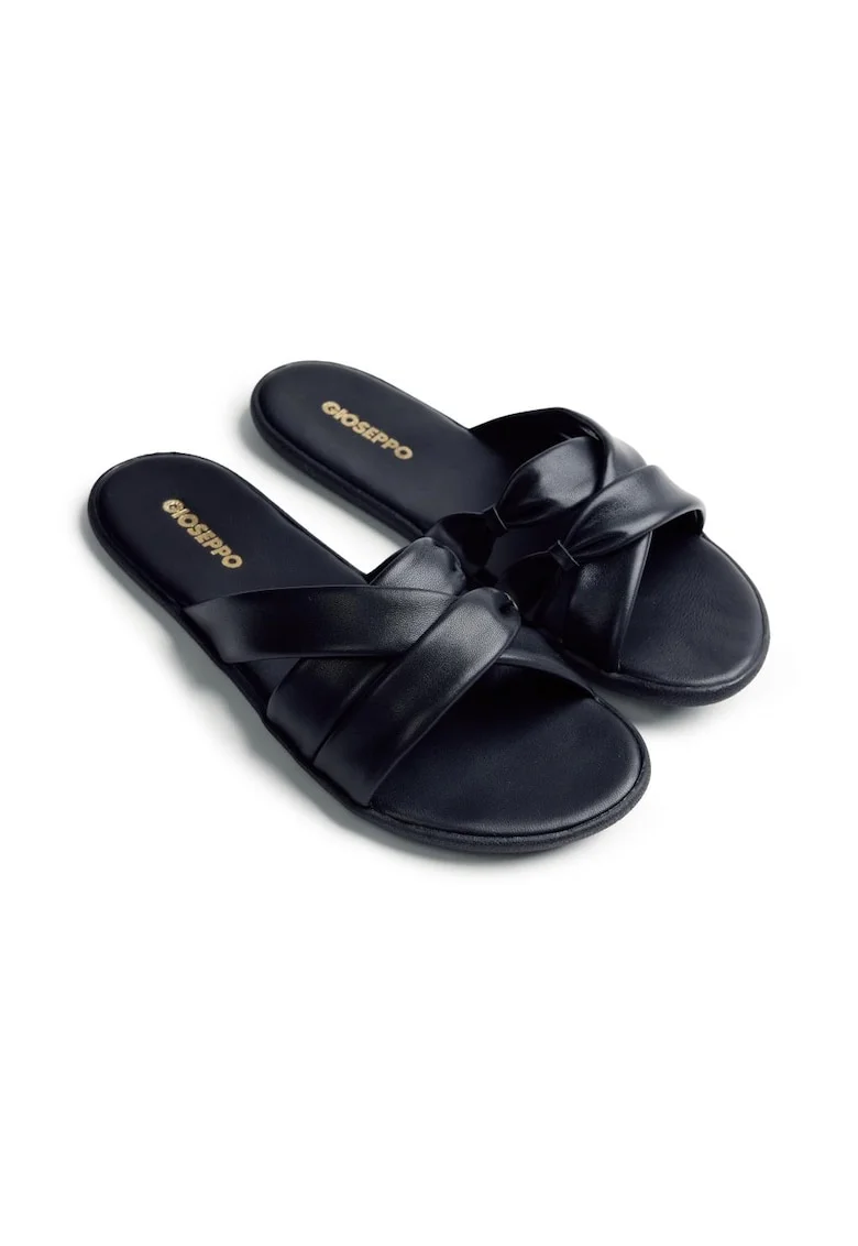 Papuci uni de piele Mtito, Negru