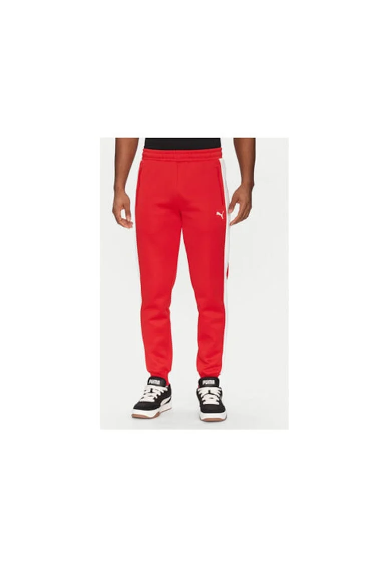 Pantaloni de trening barbati  629588, Poliester reciclat/Bumbac, Rosu, Rosu