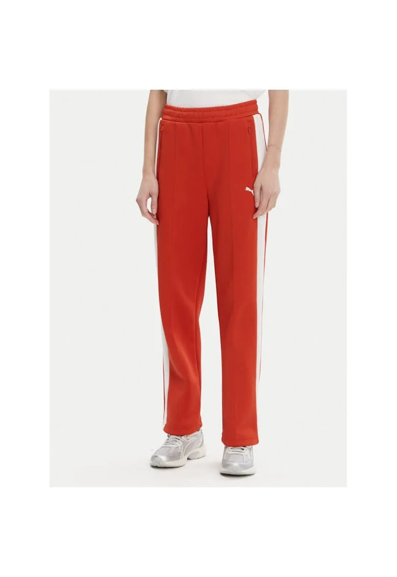 Pantaloni de trening dama  629797, Poliester reciclat/Bumbac, Rosu, Rosu