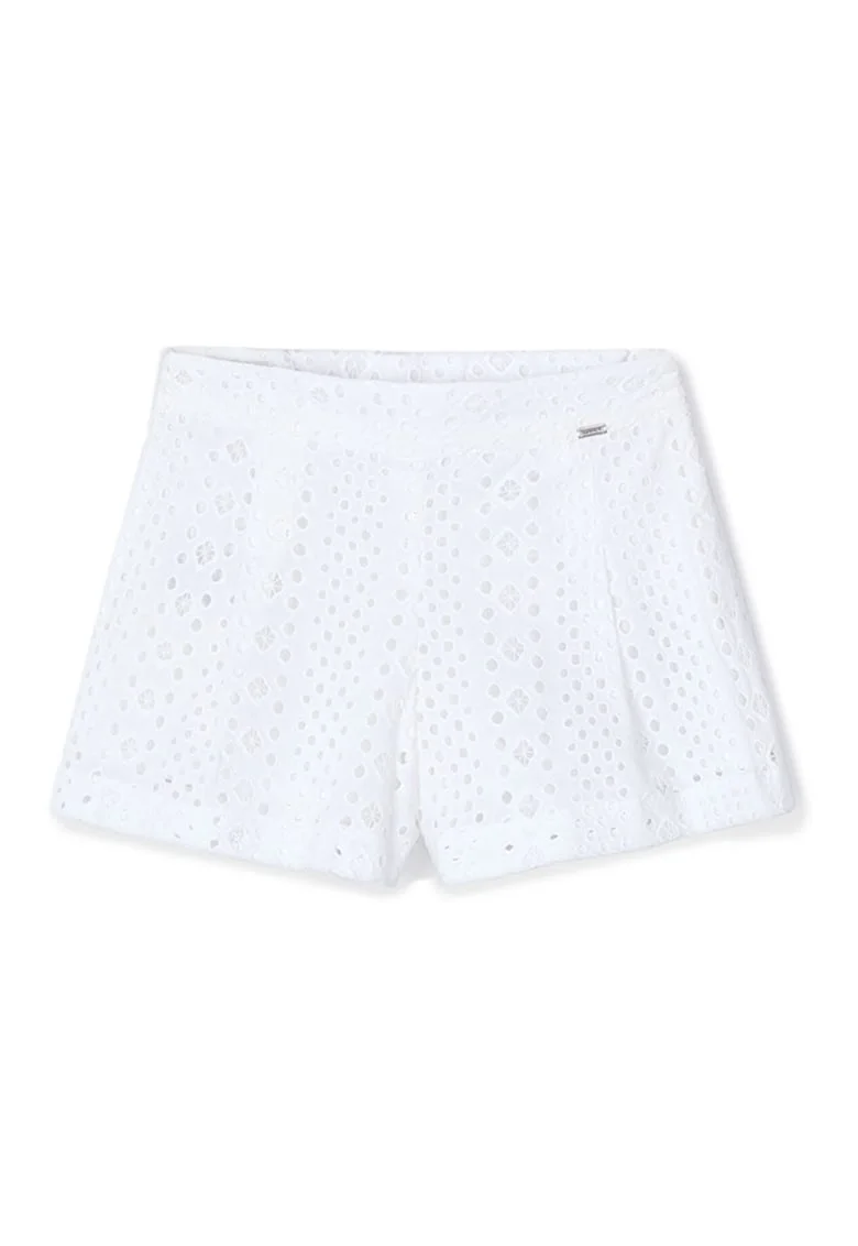 Pantaloni scurti fete  3285, Bumbac, Alb, Alb