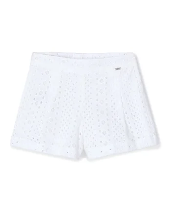 Pantaloni scurti fete  3285, Bumbac, Alb, Alb