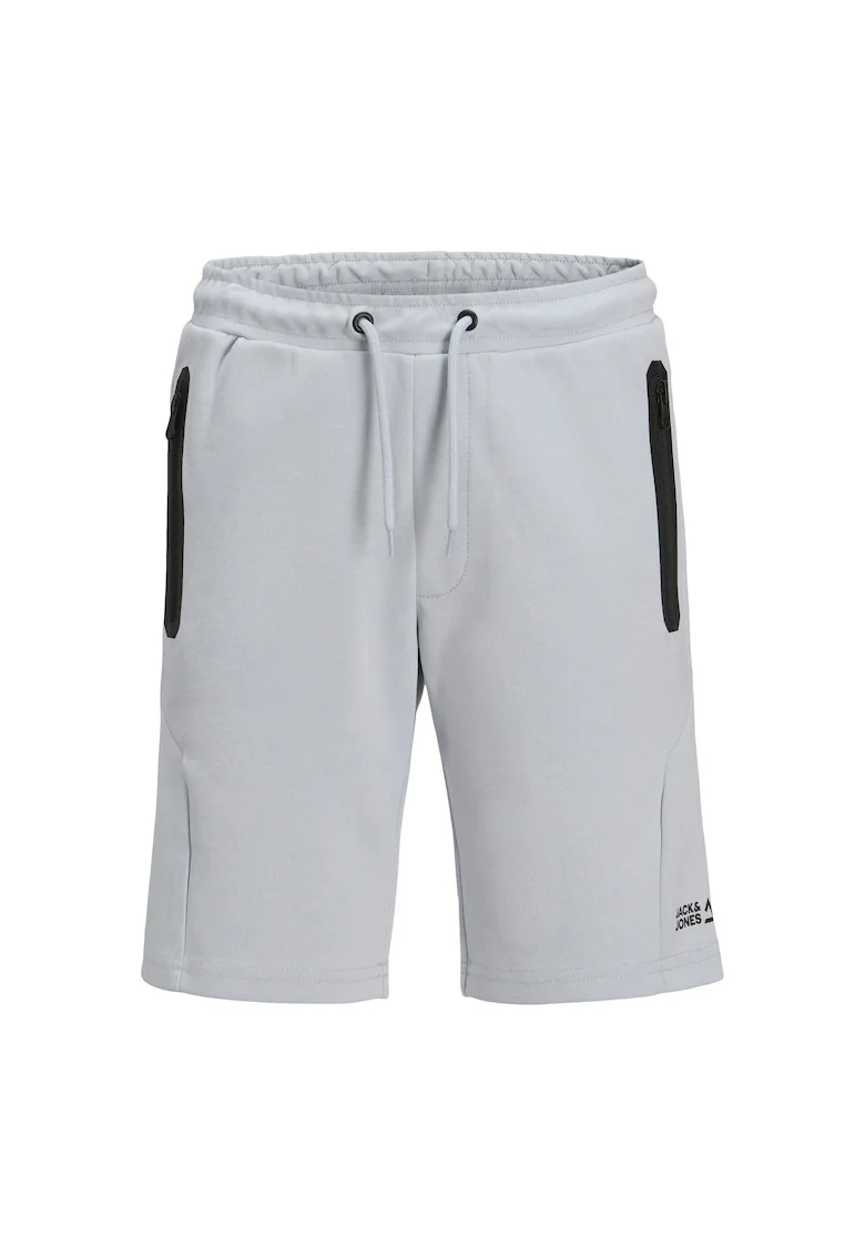 Pantaloni scurti sport baieti Jack Jones Junior, 12274667, Poliester/Bumbac, Gri, Gri