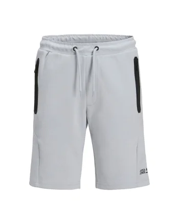 Pantaloni scurti sport baieti Jack Jones Junior, 12274667, Poliester/Bumbac, Gri, Gri