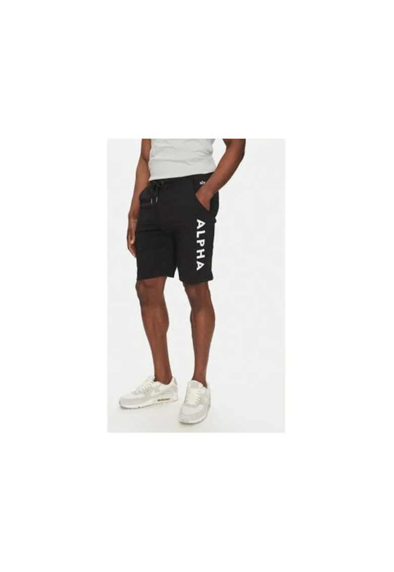 Pantaloni scurti sport barbati  116366, Bumbac, Negru, Negru
