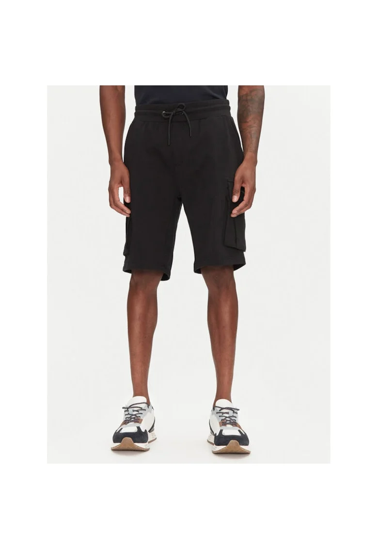Pantaloni scurti sport barbati  251BF025F459, Bumbac/Elastan, Negru, Negru
