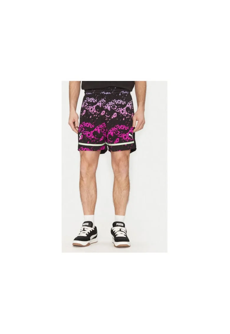 Pantaloni scurti sport barbati  631671, Poliester reciclat, Negru/Violet, Negru/Violet
