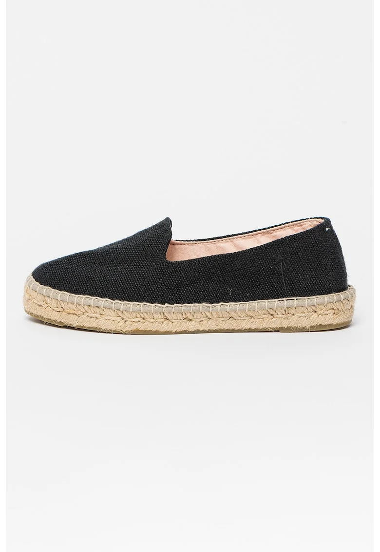 Espadrile cu aplicatie impletita de iuta, Negru