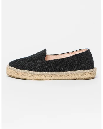 Espadrile cu aplicatie impletita de iuta, Negru