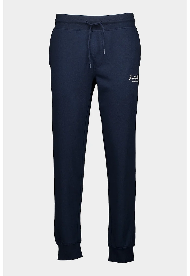 Pantaloni de trening din amestec de bumbac organic, Alb/Bleumarin