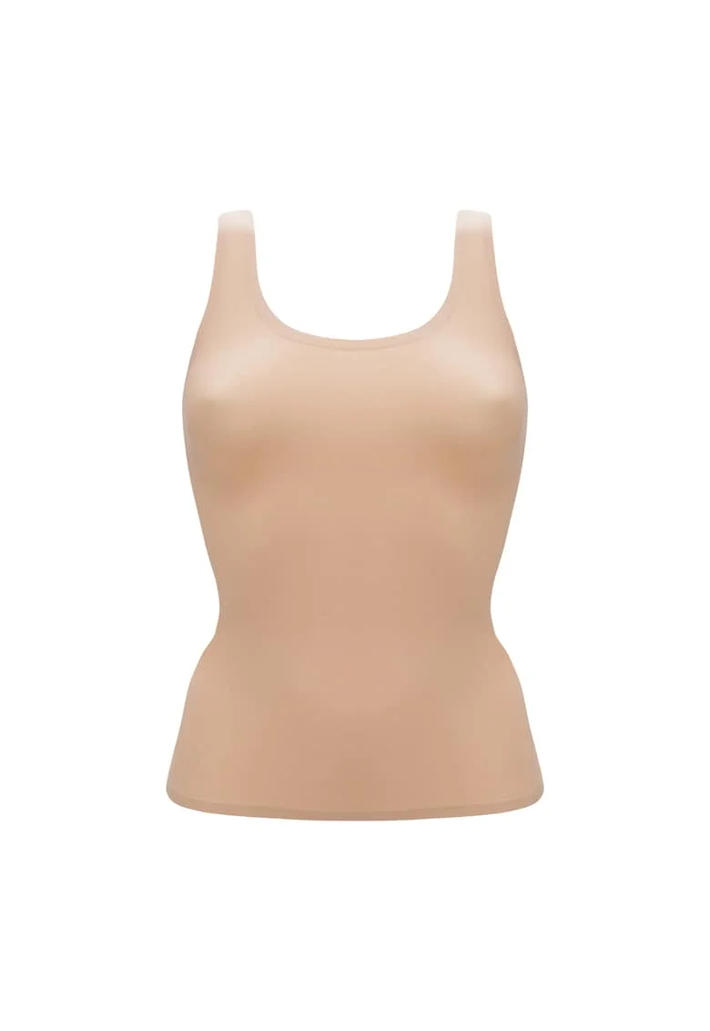Top fara cusaturi cu decolteu amplu, Bej