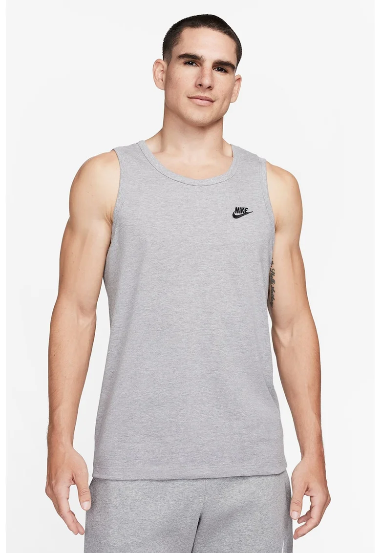 Top cu broderie logo pe piept Sportswear, Gri melange