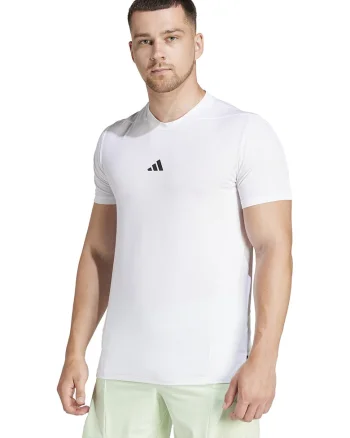 Tricou slim fit pentru fitness D4T, Alb optic