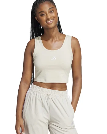 Top crop cu detaliu logo, Alb fildes