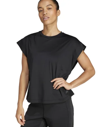 Tricou cu slit pe partea din spate pentru yoga, Negru