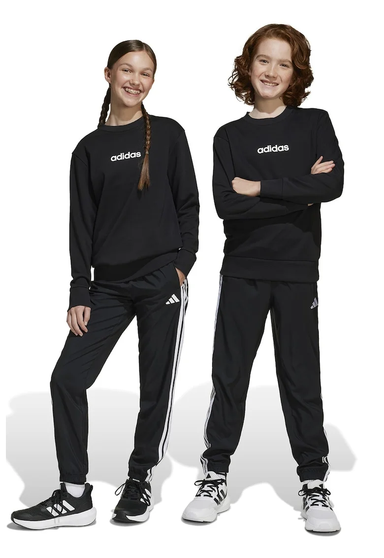 Pantaloni de trening cu logo, Alb/Negru