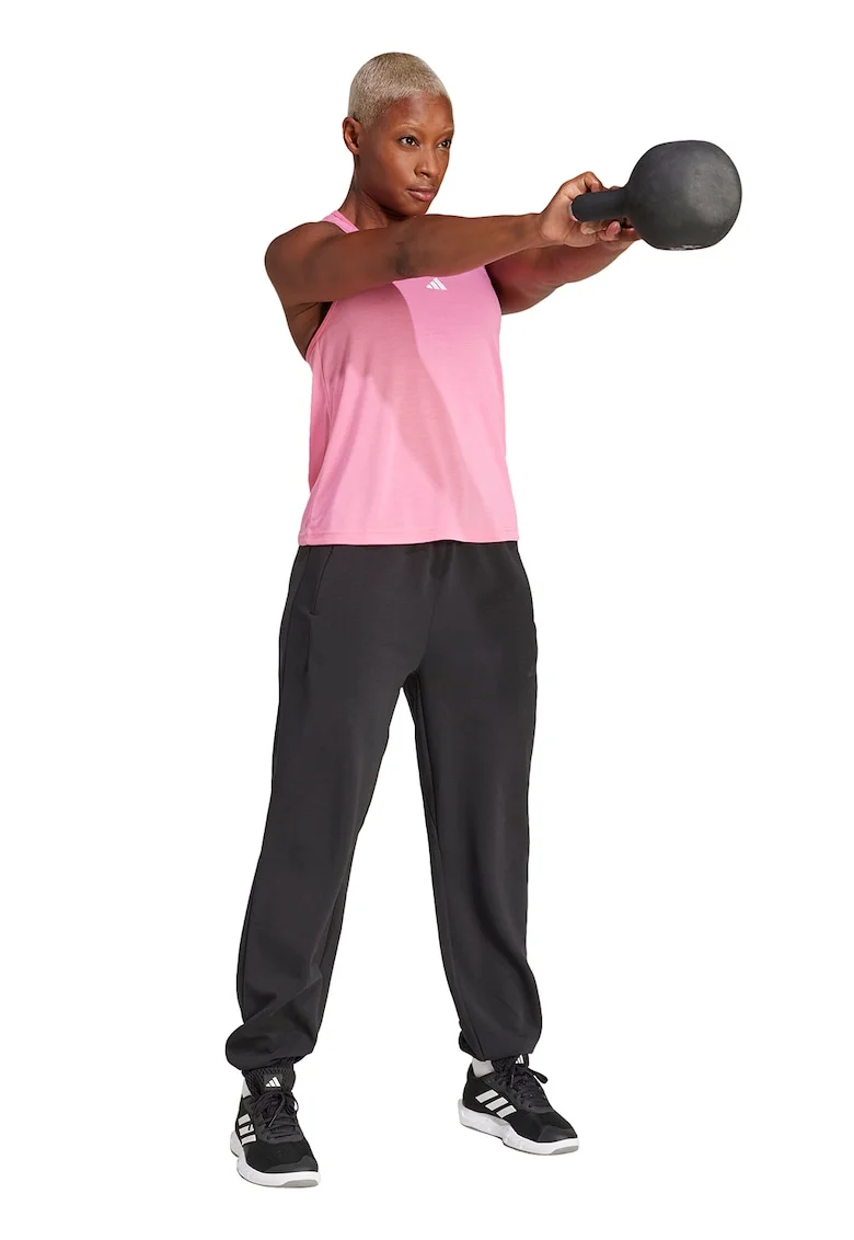 Top cu decupaj pe partea din spate, pentru fitness, Roz pastel/Alb optic