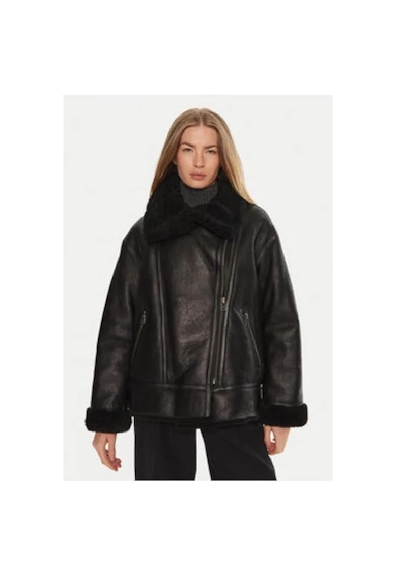 Cojoc dama,  304328138, Piele naturala, Negru, Negru