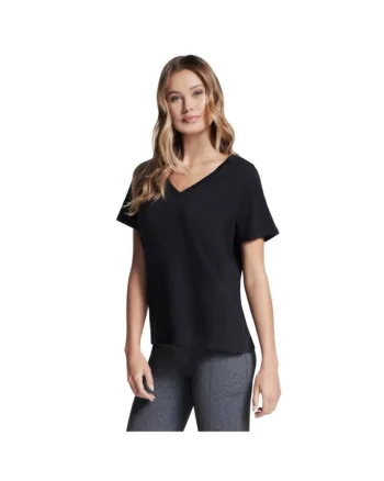 Tricou sport dama,  Pima, decolteu in V, negru,