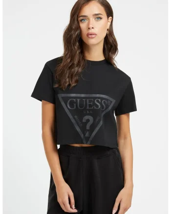 Tricou crop pentru fitness Adele, Negru