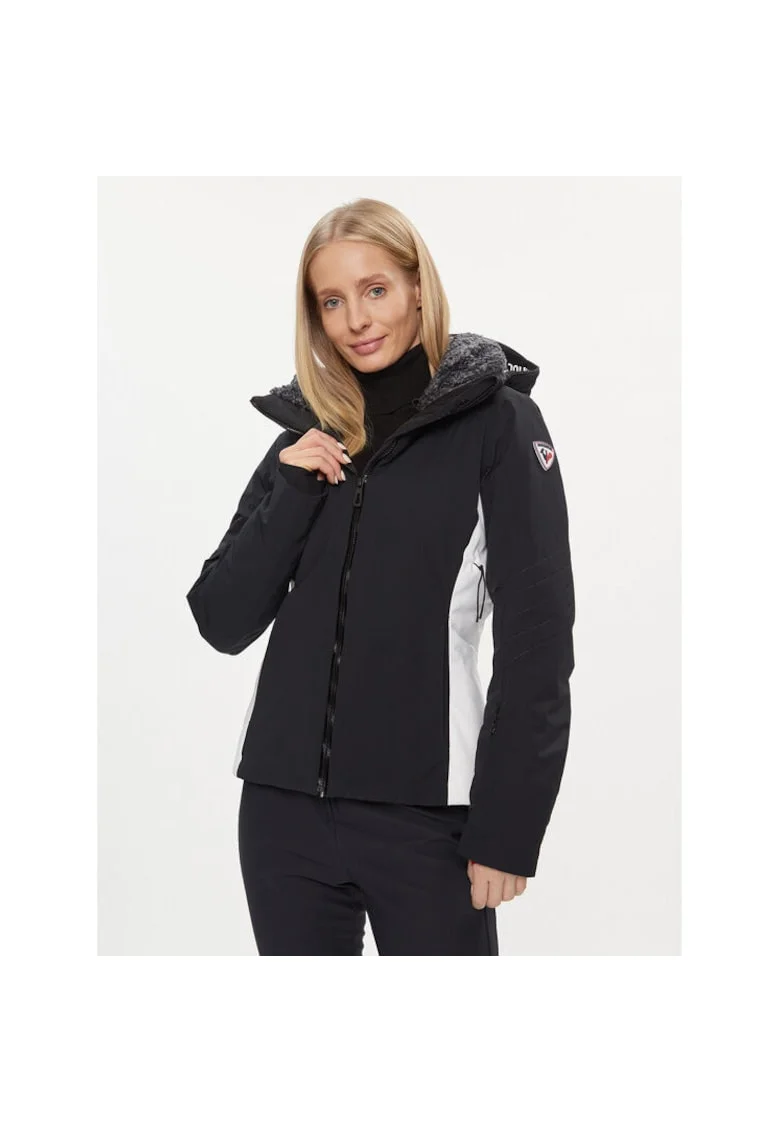 Geaca ski dama,  303413460, Poliamida/Elastan, Negru, Alb/Negru