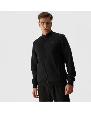 Hanorac sport barbati  negru, bumbac, cu maneci elastice, cu buzunare laterale