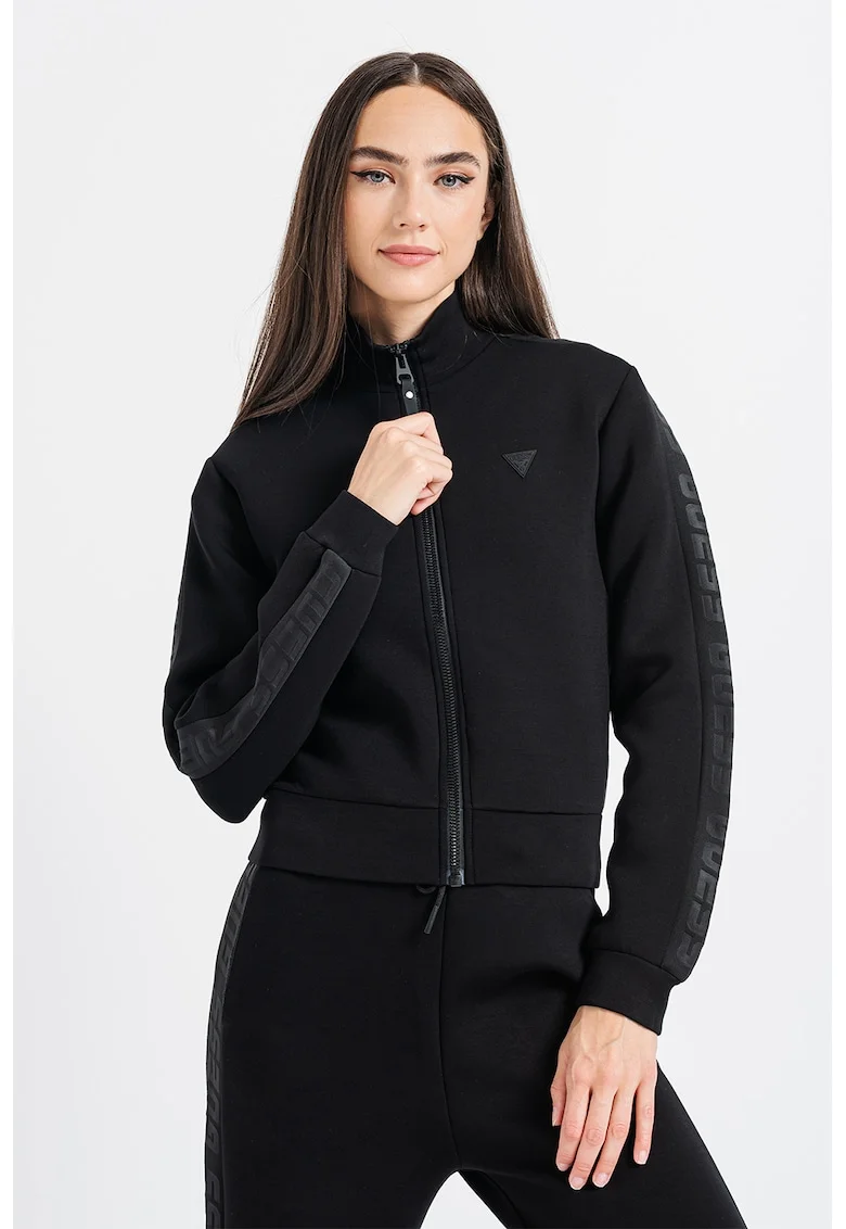 Bluza cu fermoar pentru fitness, Negru