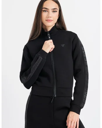 Bluza cu fermoar pentru fitness, Negru