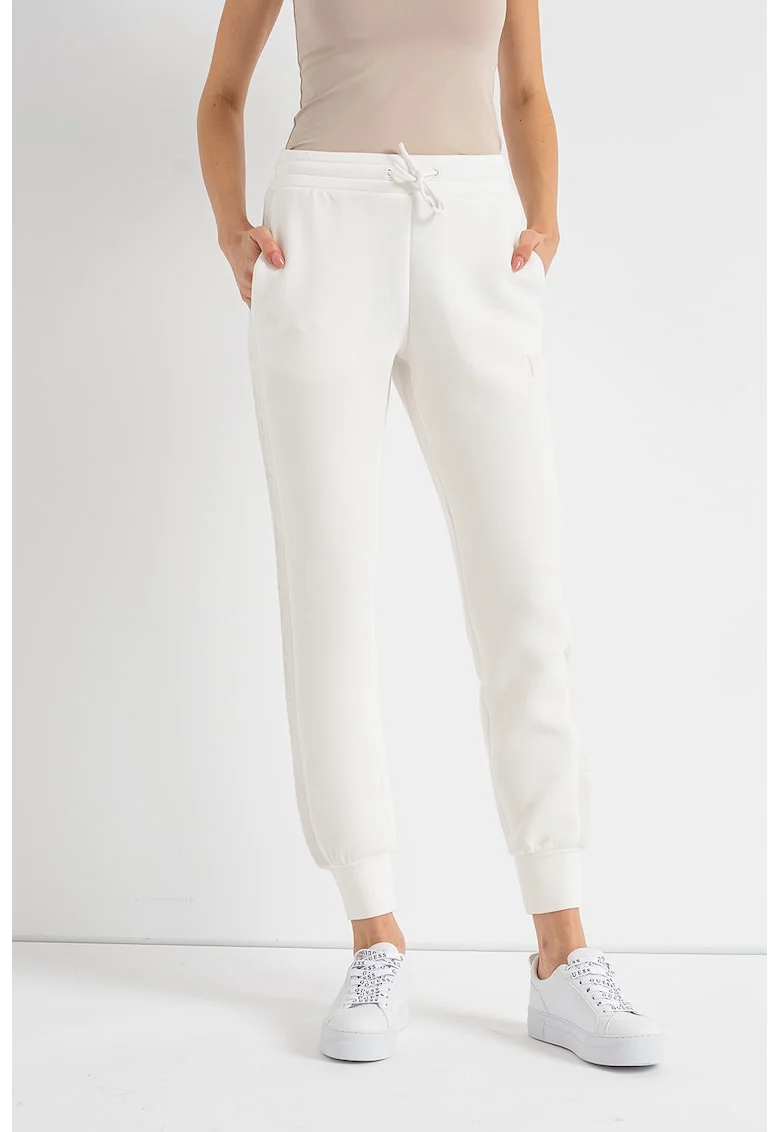 Pantaloni de trening cu talie ajustabila, Alb murdar