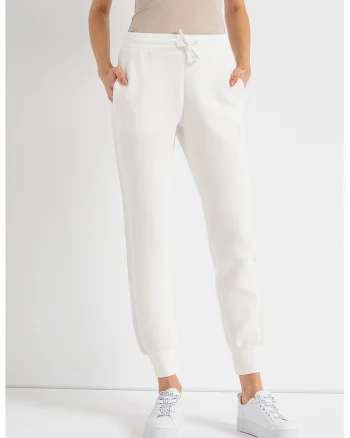 Pantaloni de trening cu talie ajustabila, Alb murdar