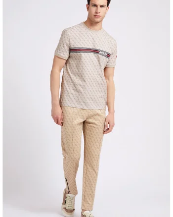 Tricou cu imprimeu logo, pentru fitness, Rosu/Maro nisip/Maro camel