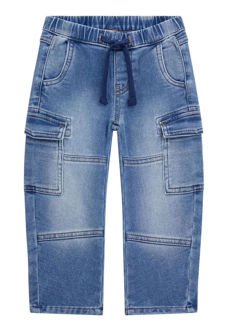 Blugi cargo cu aspect decolorat, Albastru deschis