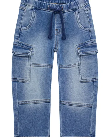 Blugi cargo cu aspect decolorat, Albastru deschis