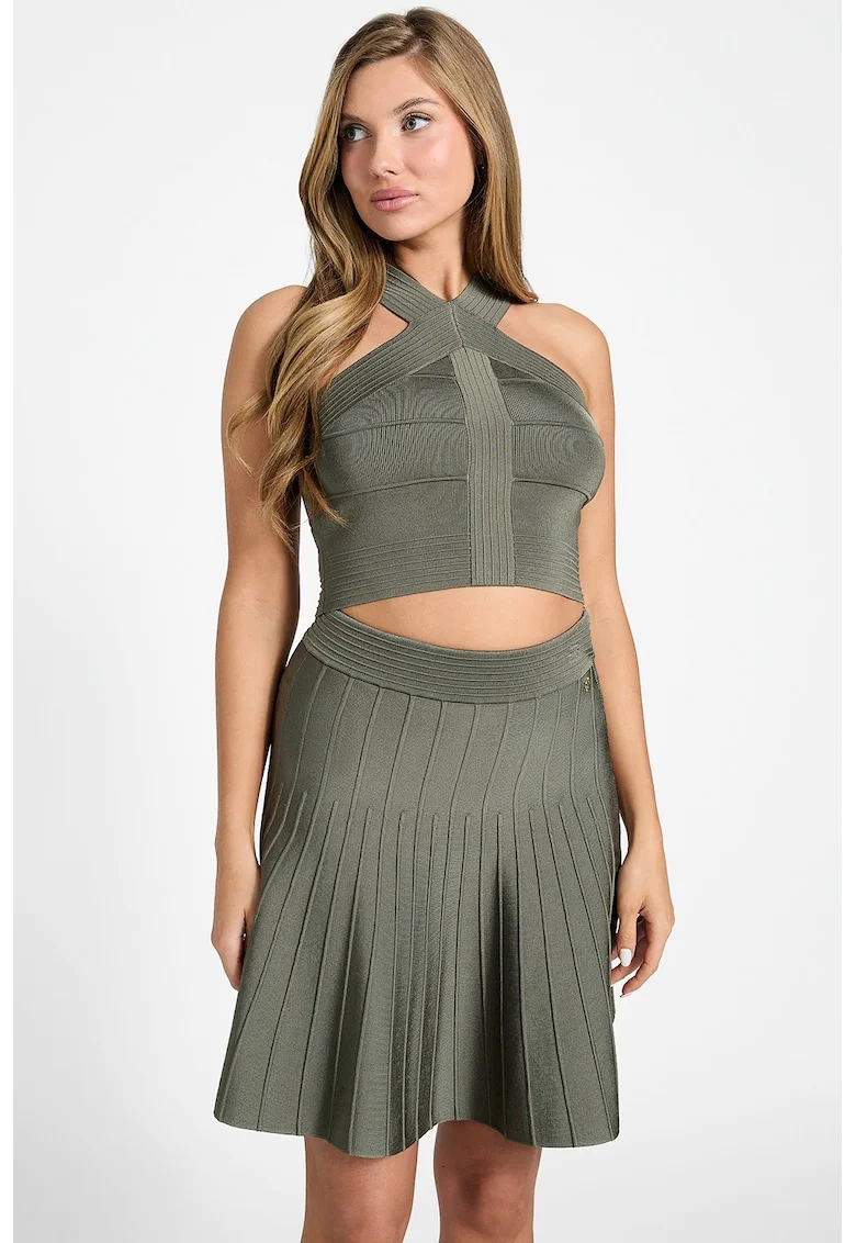 Top crop cu model uni, Kaki