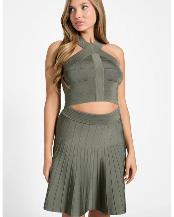Top crop cu model uni, Kaki